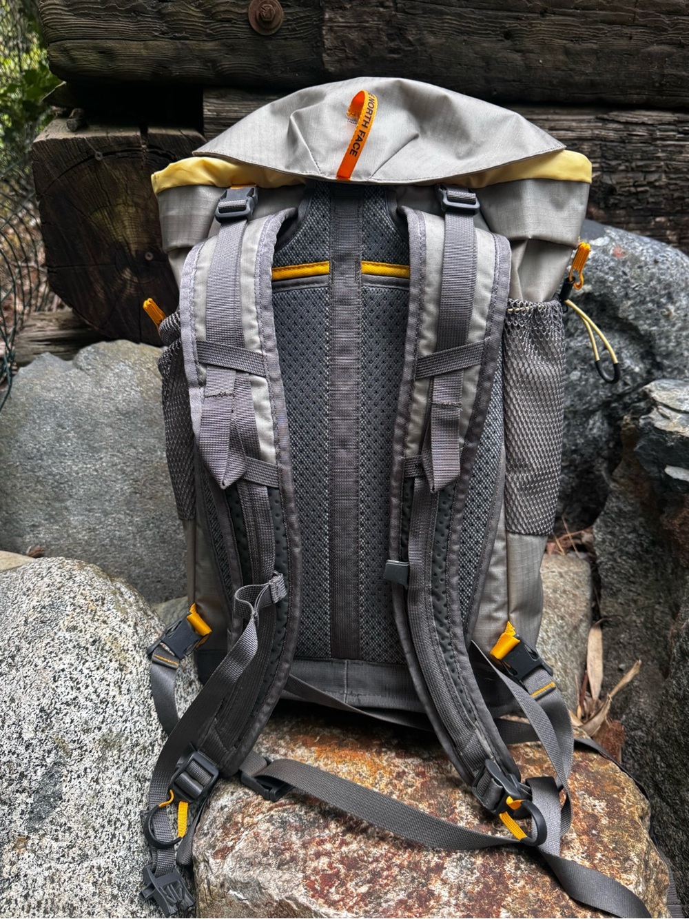 The North Face Olive Green and Black Roll-Top Backpack with Yellow Accents - Picture 6 of 12